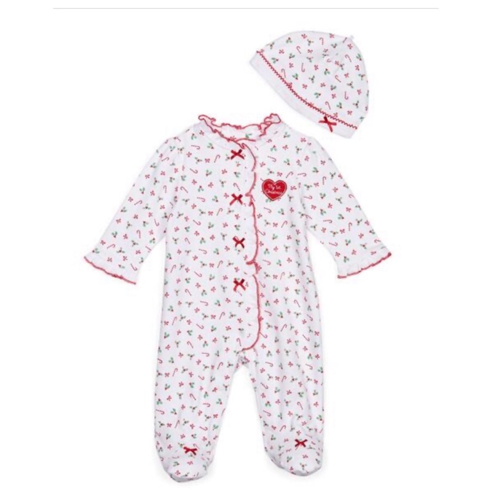 Adorable Baby Girl Candycain Footsie set
